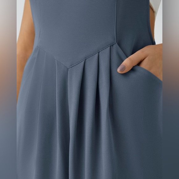 HALARA Slate Blue Waffle Knit Overalls Cuffed Jumpsuit Women’s S NWT - Picture 9 of 12